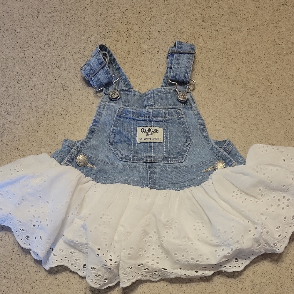 OshKosh B'gosh Blue Denim and White Eyelet Dress